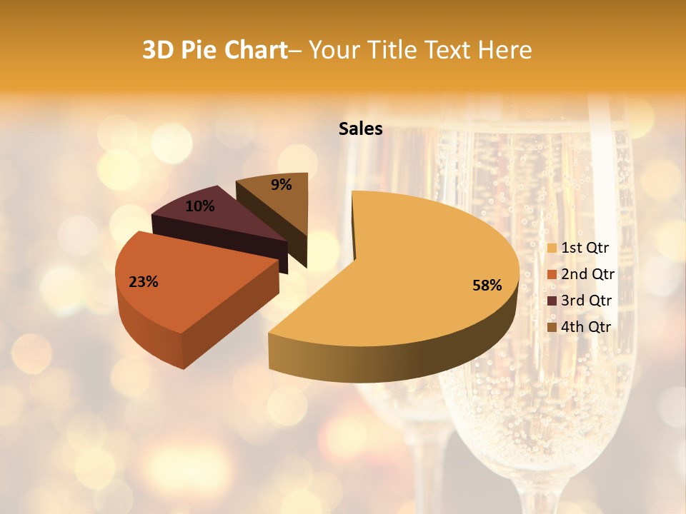 Two Glasses Of Champagne On A Table With A Gold Background PowerPoint Template