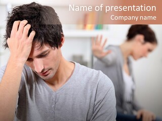A Man Holding His Head In Front Of A Mirror PowerPoint Template