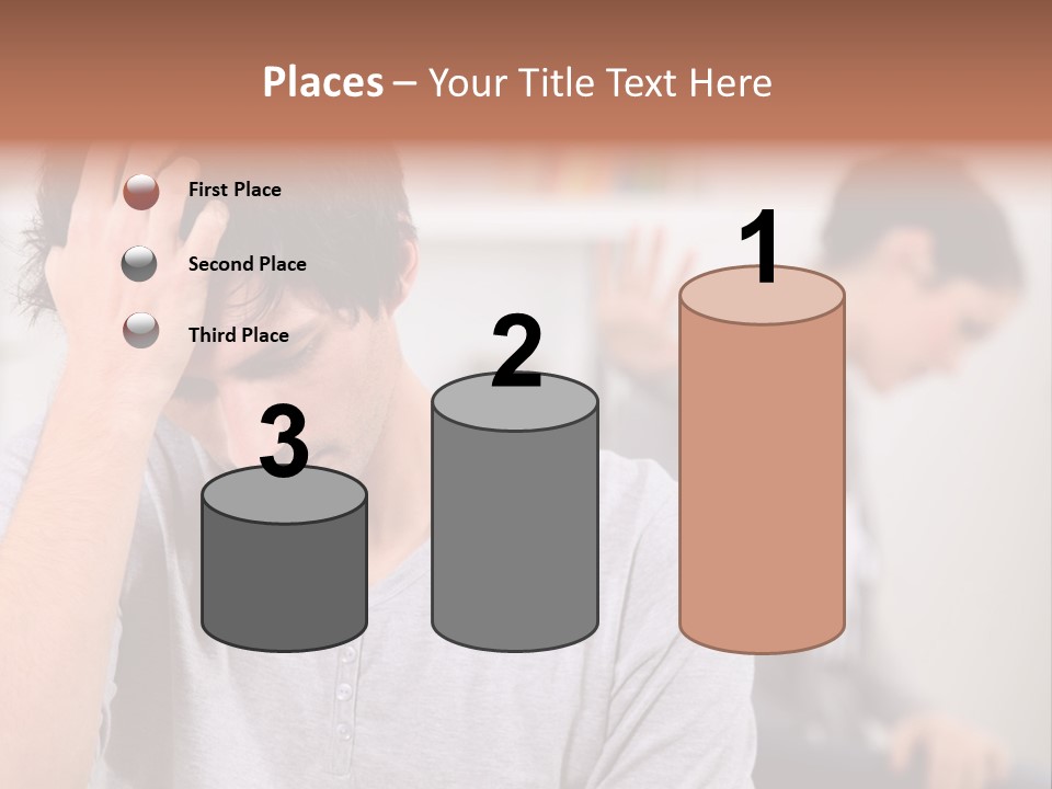 A Man Holding His Head In Front Of A Mirror PowerPoint Template