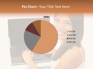 A Woman Holding A Laptop Computer With A Smile On Her Face PowerPoint Template