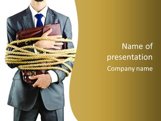 A Man In A Suit Holding A Rope Powerpoint Template PowerPoint Template