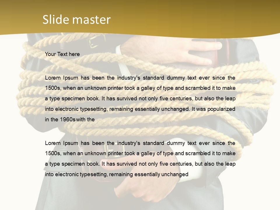 A Man In A Suit Holding A Rope Powerpoint Template PowerPoint Template