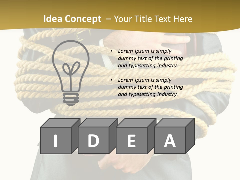 A Man In A Suit Holding A Rope Powerpoint Template PowerPoint Template