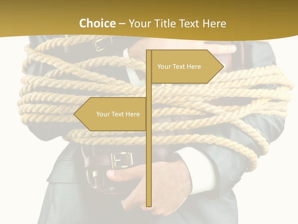 A Man In A Suit Holding A Rope Powerpoint Template PowerPoint Template