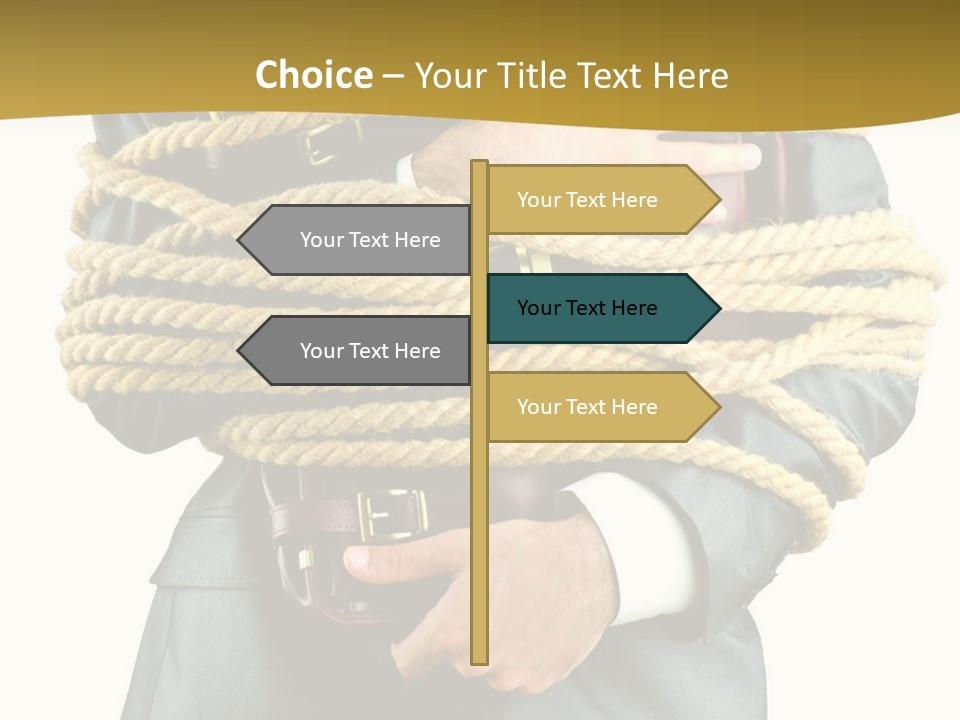 A Man In A Suit Holding A Rope Powerpoint Template PowerPoint Template