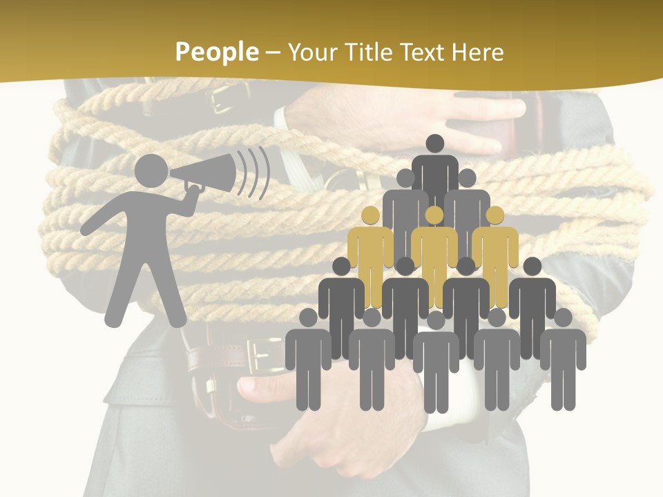 A Man In A Suit Holding A Rope Powerpoint Template PowerPoint Template