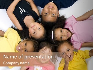 A Group Of Children Laying On Top Of Each Other PowerPoint Template