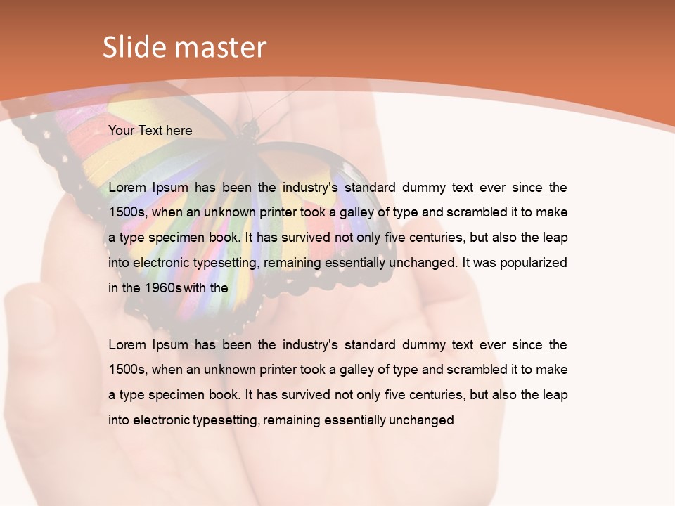A Person Holding A Colorful Butterfly In Their Hands PowerPoint Template
