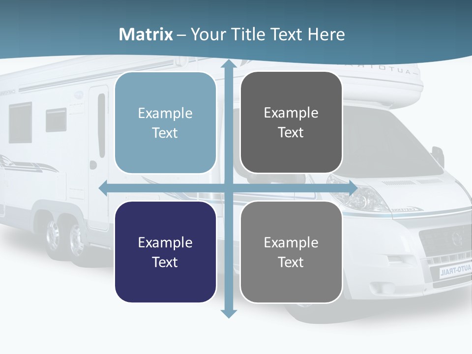 A White Motor Home With A Blue Stripe On The Side PowerPoint Template