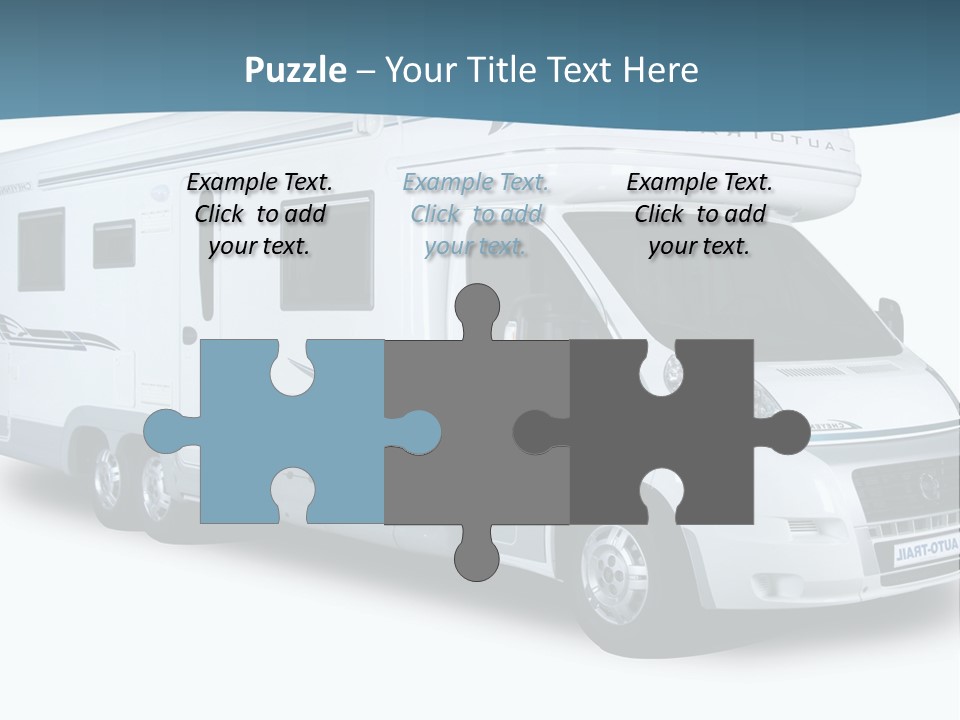 A White Motor Home With A Blue Stripe On The Side PowerPoint Template