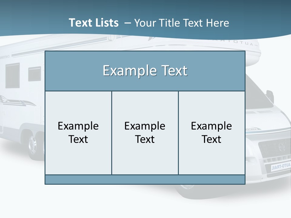 A White Motor Home With A Blue Stripe On The Side PowerPoint Template