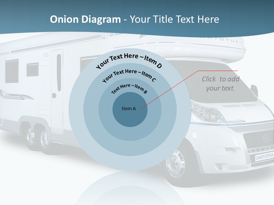 A White Motor Home With A Blue Stripe On The Side PowerPoint Template