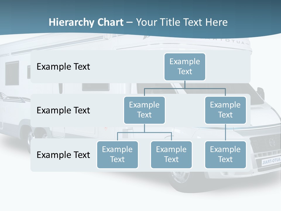 A White Motor Home With A Blue Stripe On The Side PowerPoint Template