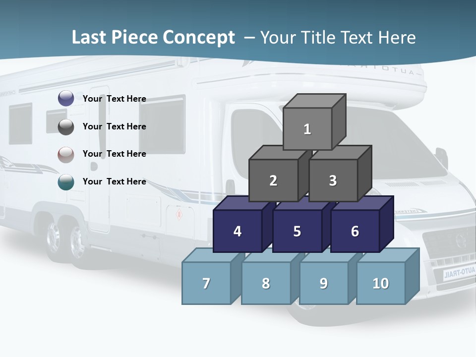 A White Motor Home With A Blue Stripe On The Side PowerPoint Template