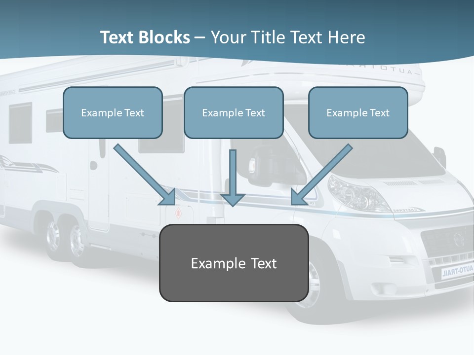 A White Motor Home With A Blue Stripe On The Side PowerPoint Template