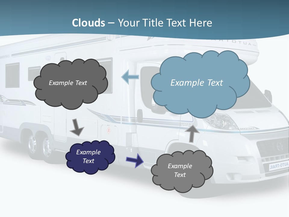 A White Motor Home With A Blue Stripe On The Side PowerPoint Template