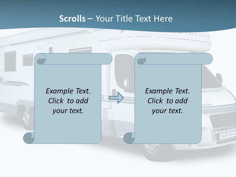 A White Motor Home With A Blue Stripe On The Side PowerPoint Template