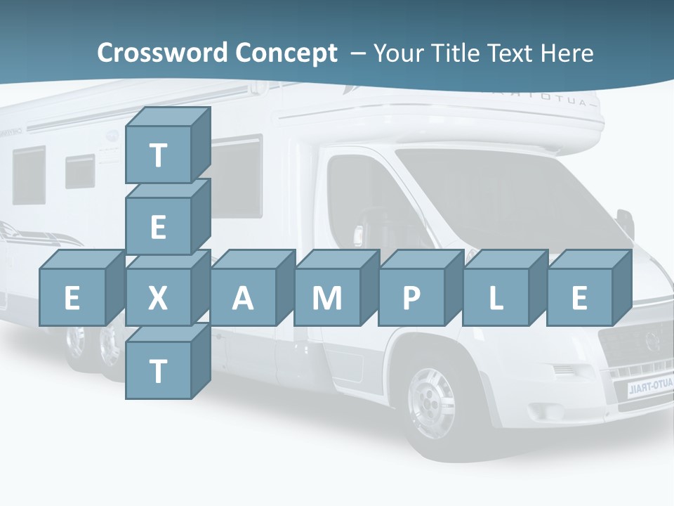 A White Motor Home With A Blue Stripe On The Side PowerPoint Template