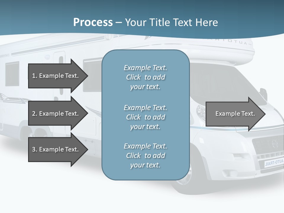 A White Motor Home With A Blue Stripe On The Side PowerPoint Template