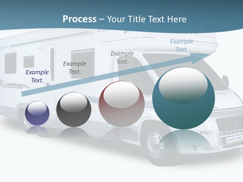 A White Motor Home With A Blue Stripe On The Side PowerPoint Template