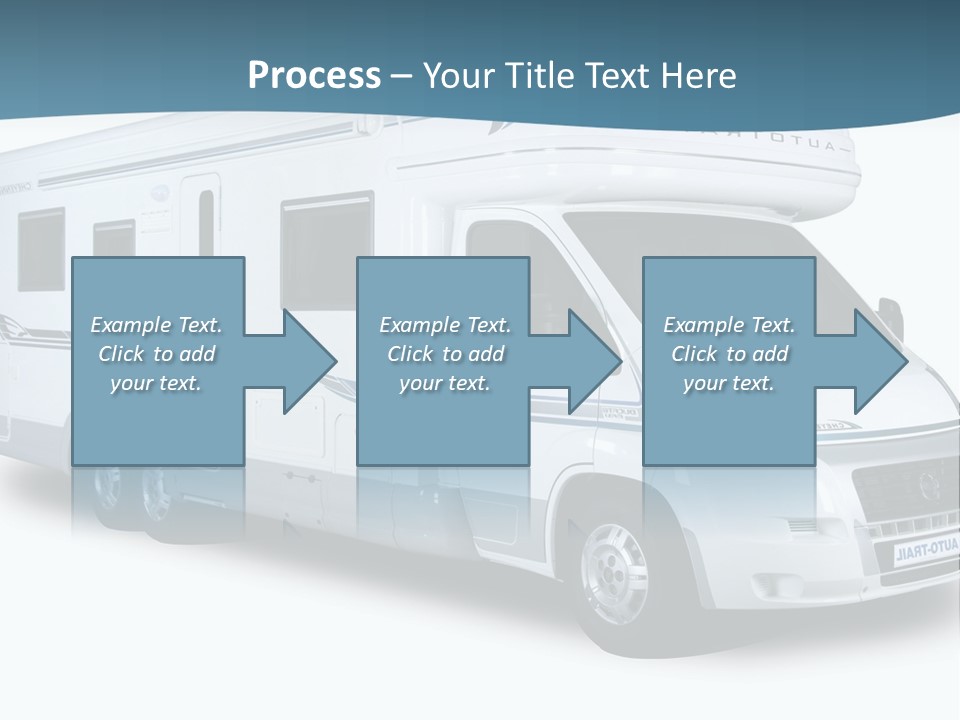 A White Motor Home With A Blue Stripe On The Side PowerPoint Template