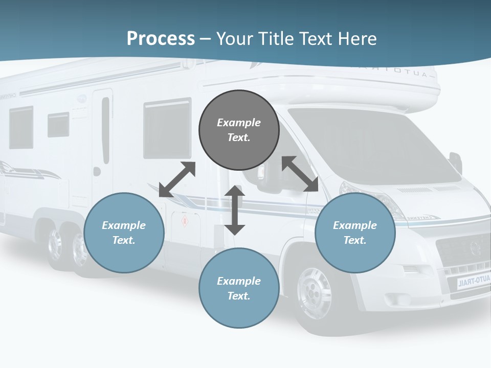 A White Motor Home With A Blue Stripe On The Side PowerPoint Template