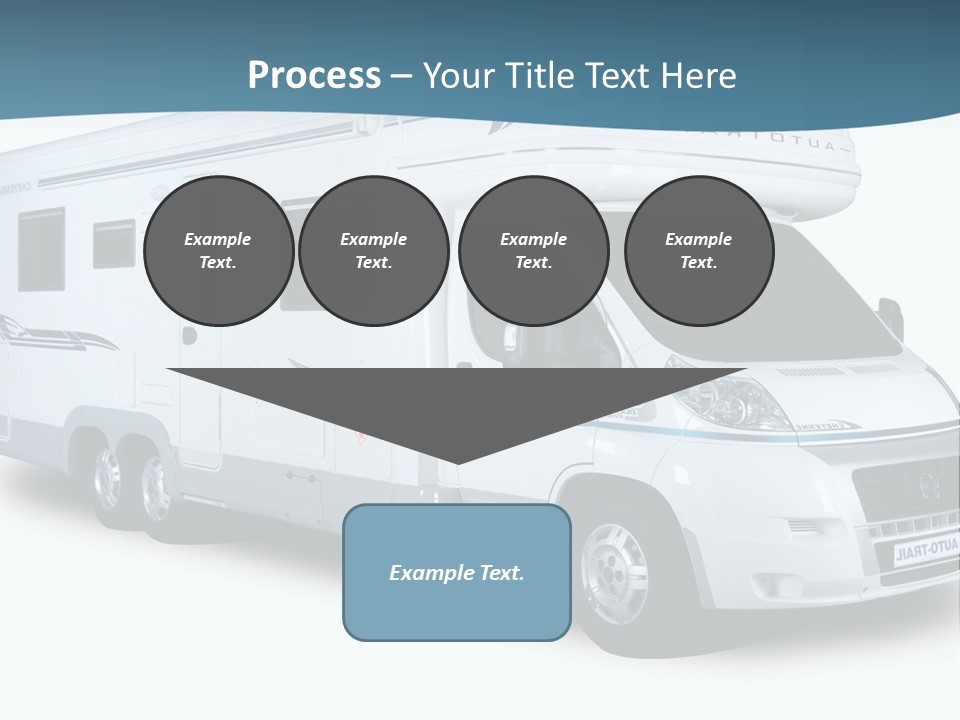 A White Motor Home With A Blue Stripe On The Side PowerPoint Template