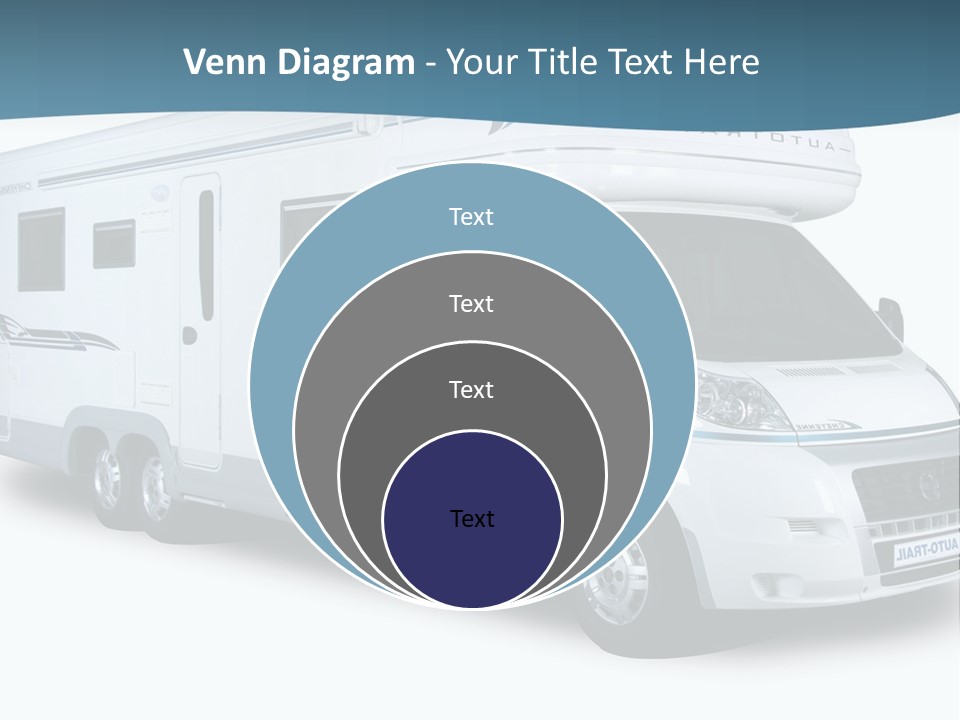A White Motor Home With A Blue Stripe On The Side PowerPoint Template