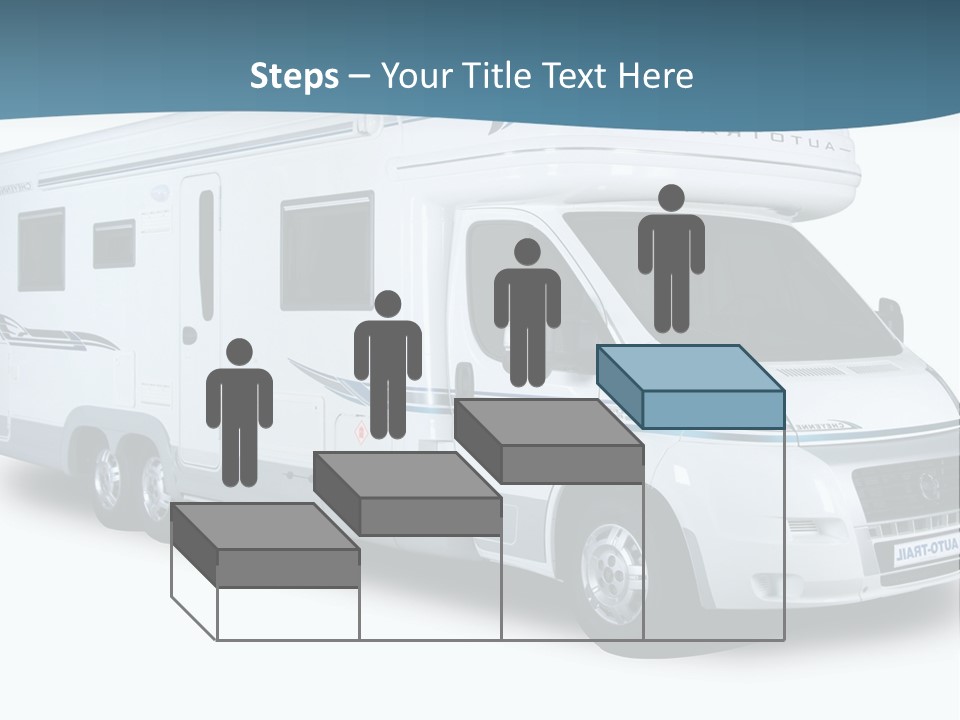 A White Motor Home With A Blue Stripe On The Side PowerPoint Template