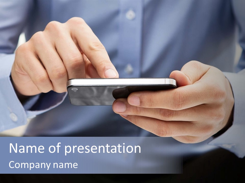 A Man Holding A Cell Phone In His Hand PowerPoint Template