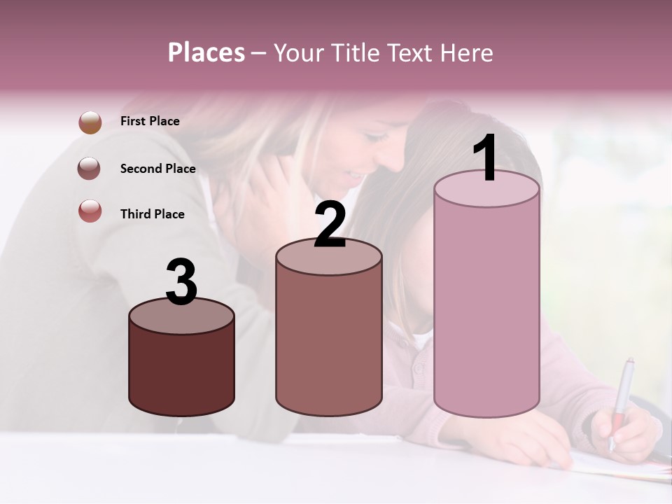 A Woman And A Girl Writing On A Piece Of Paper PowerPoint Template