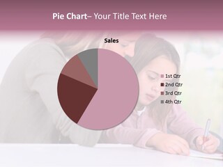 A Woman And A Girl Writing On A Piece Of Paper PowerPoint Template