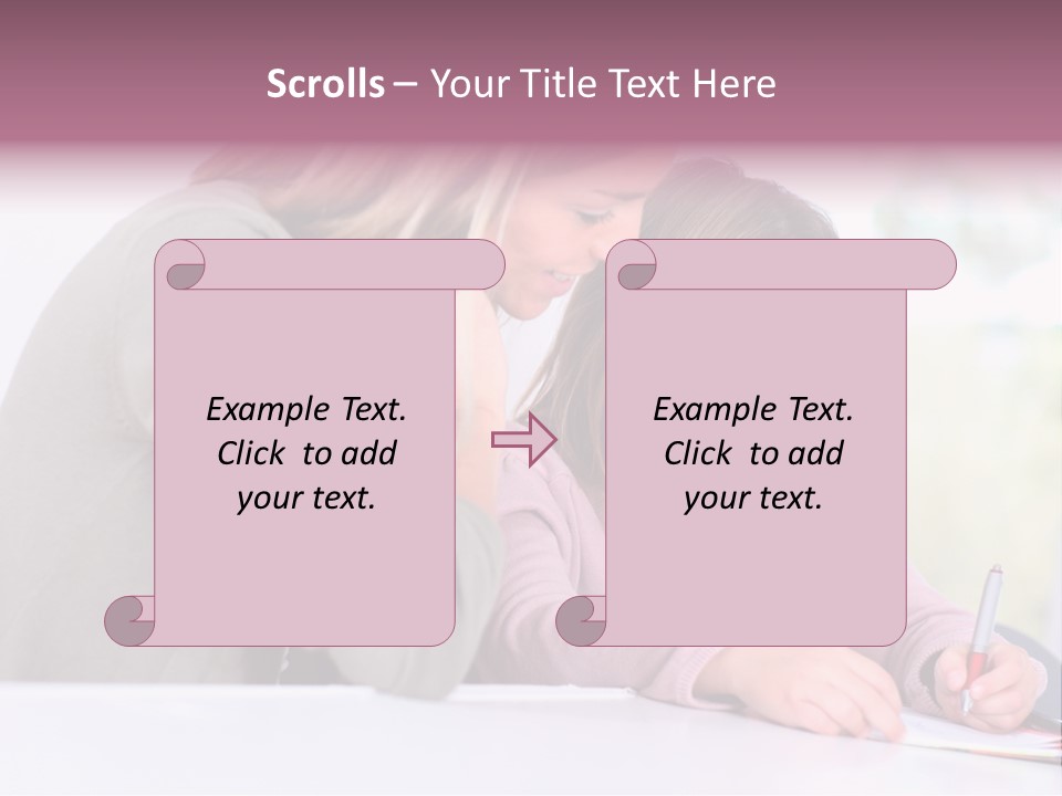 A Woman And A Girl Writing On A Piece Of Paper PowerPoint Template