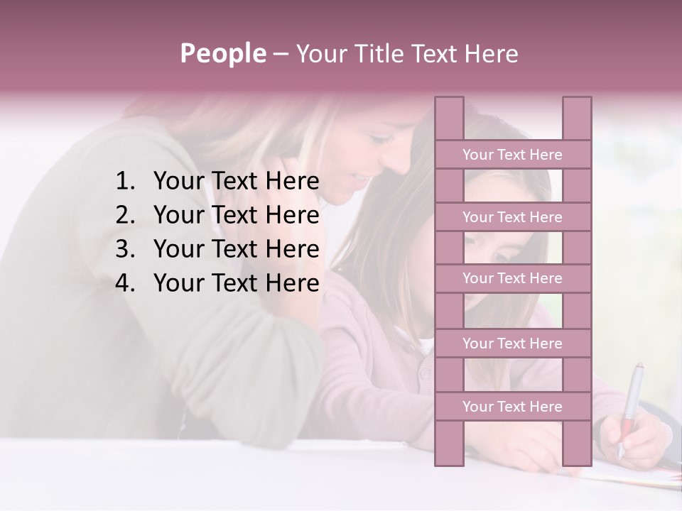 A Woman And A Girl Writing On A Piece Of Paper PowerPoint Template