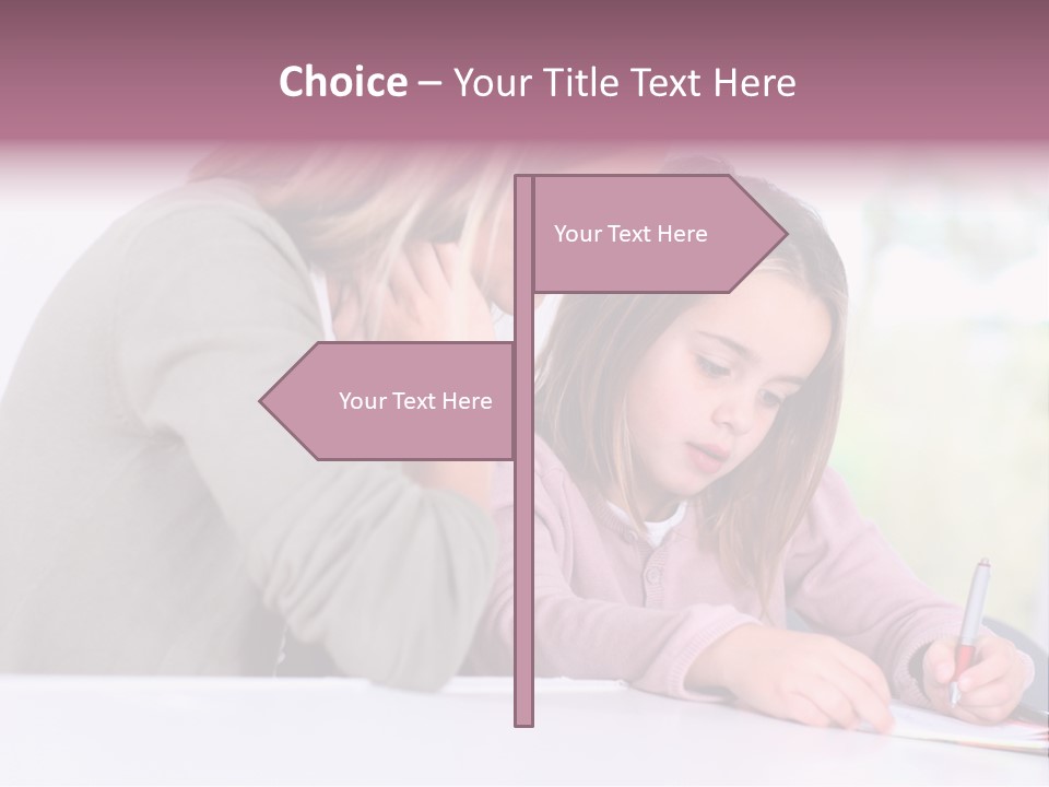A Woman And A Girl Writing On A Piece Of Paper PowerPoint Template