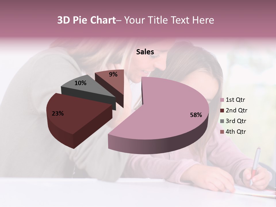A Woman And A Girl Writing On A Piece Of Paper PowerPoint Template