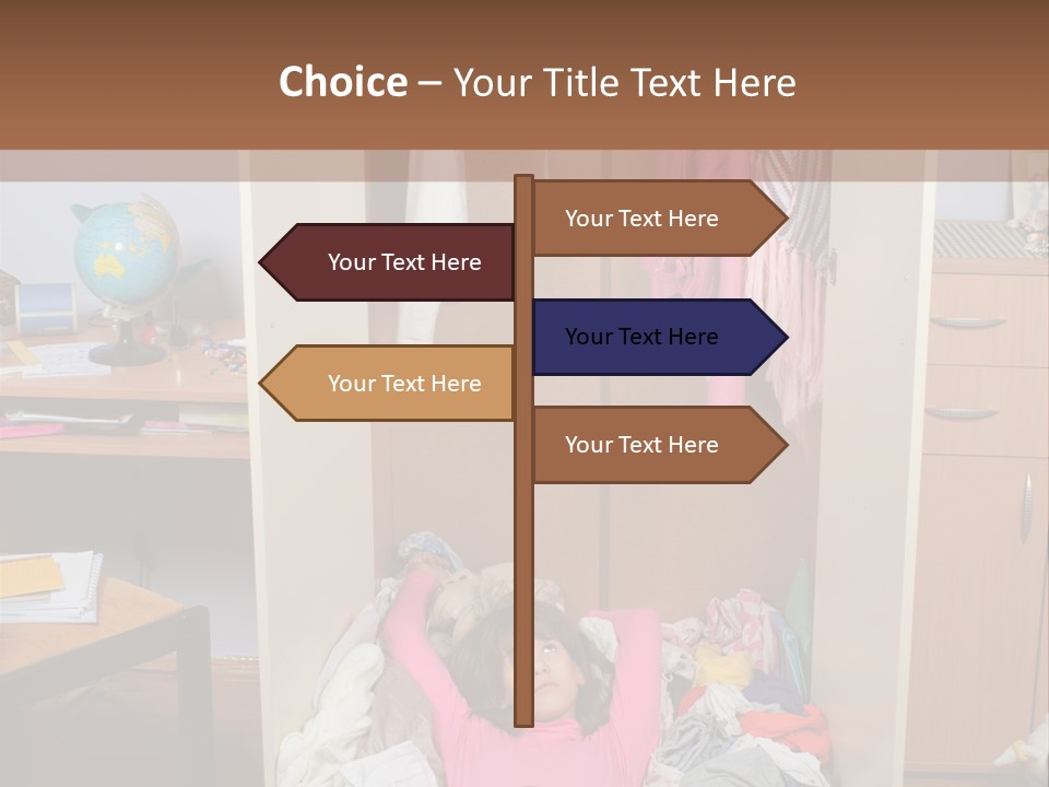 Disorganized Floor Chair PowerPoint Template