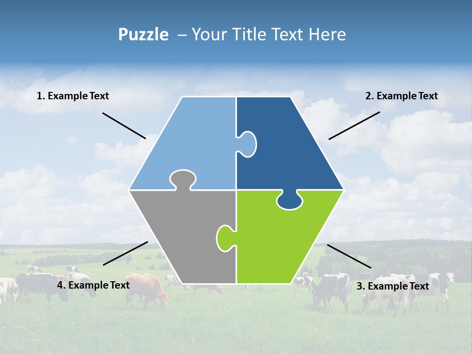 A Herd Of Cattle Grazing On A Lush Green Field PowerPoint Template