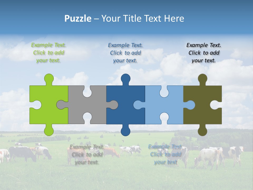 A Herd Of Cattle Grazing On A Lush Green Field PowerPoint Template