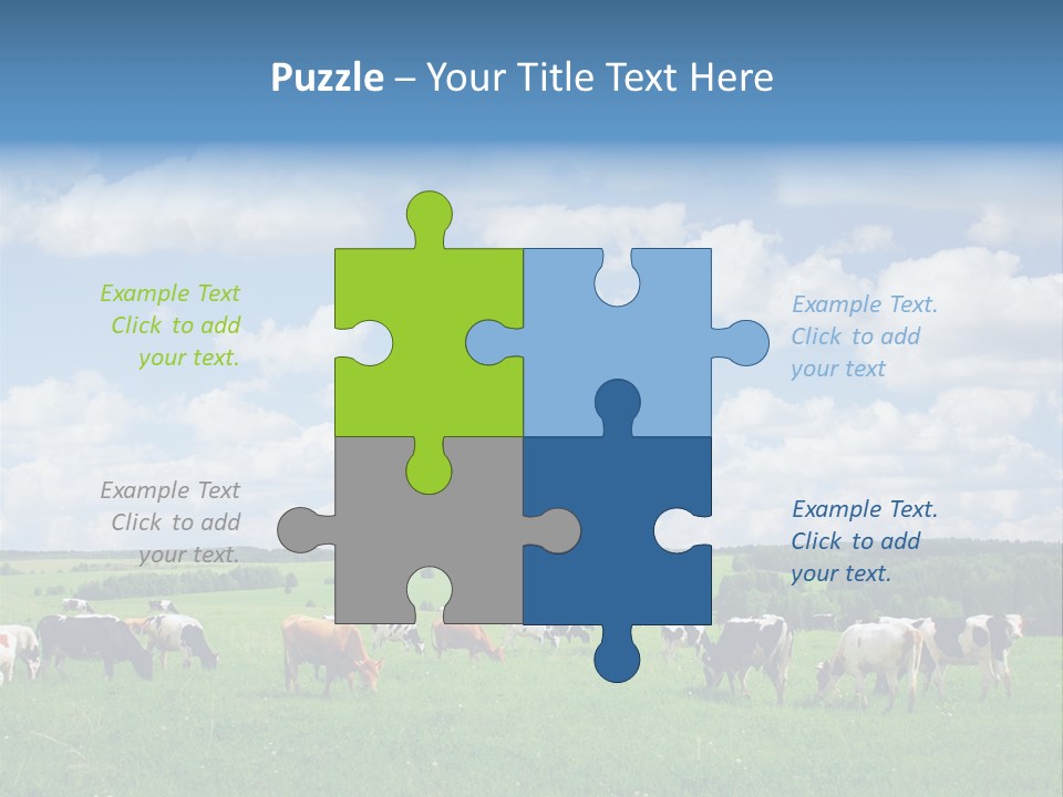 A Herd Of Cattle Grazing On A Lush Green Field PowerPoint Template