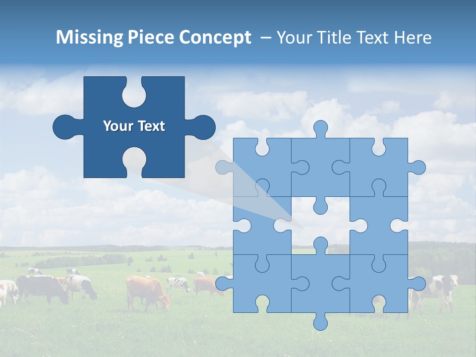 A Herd Of Cattle Grazing On A Lush Green Field PowerPoint Template