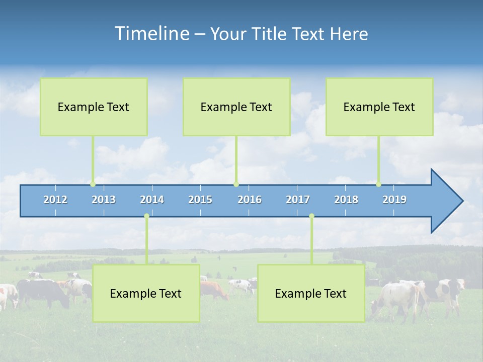 A Herd Of Cattle Grazing On A Lush Green Field PowerPoint Template