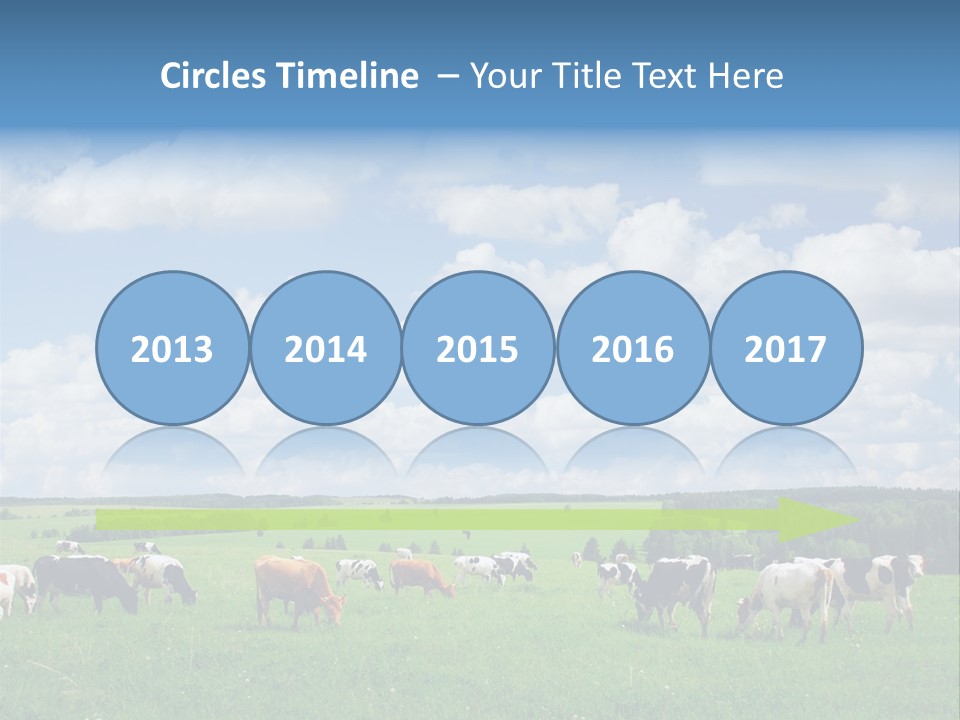 A Herd Of Cattle Grazing On A Lush Green Field PowerPoint Template