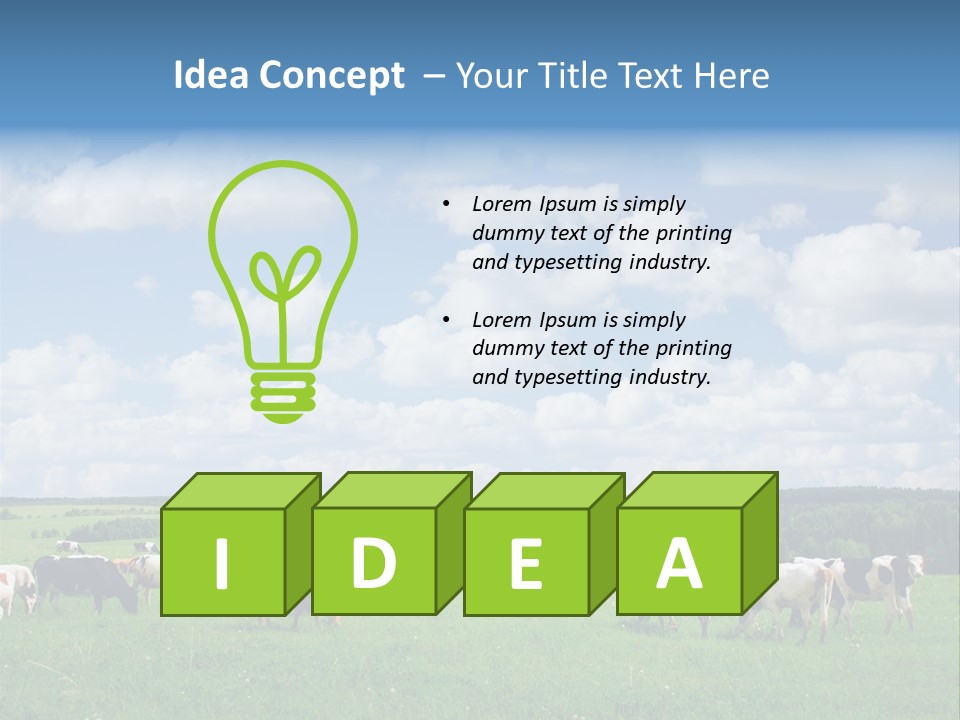 A Herd Of Cattle Grazing On A Lush Green Field PowerPoint Template