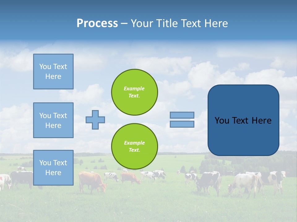 A Herd Of Cattle Grazing On A Lush Green Field PowerPoint Template