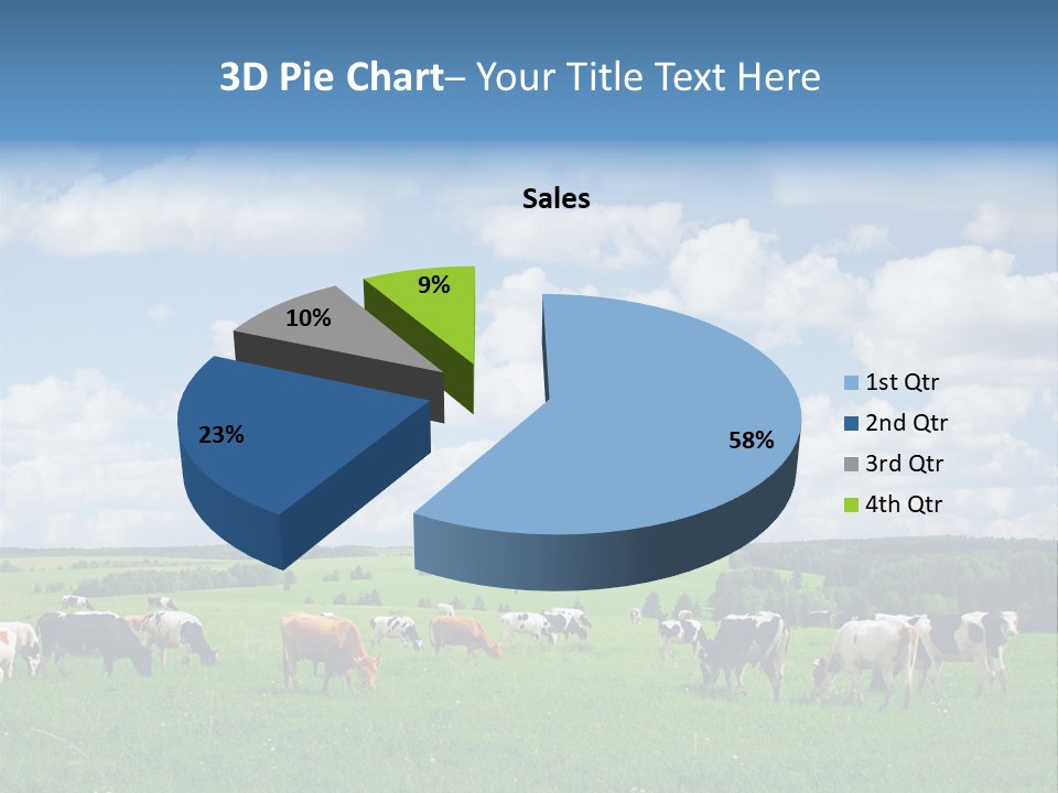 A Herd Of Cattle Grazing On A Lush Green Field PowerPoint Template