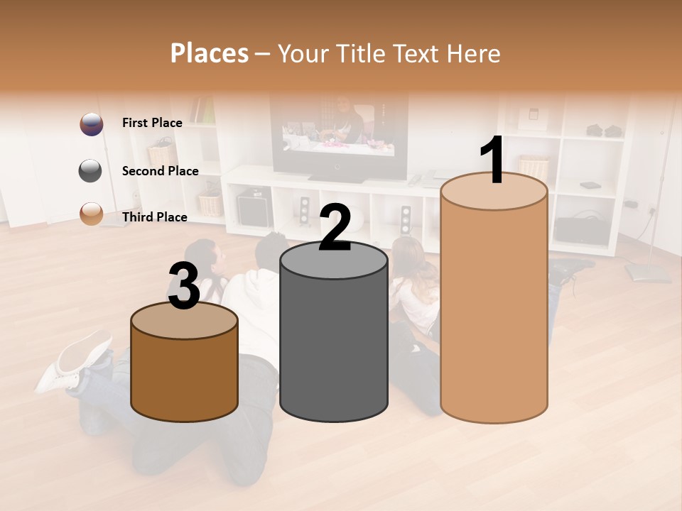 A Group Of People Sitting On The Floor Watching Tv PowerPoint Template