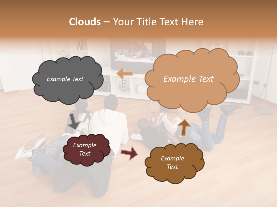 A Group Of People Sitting On The Floor Watching Tv PowerPoint Template
