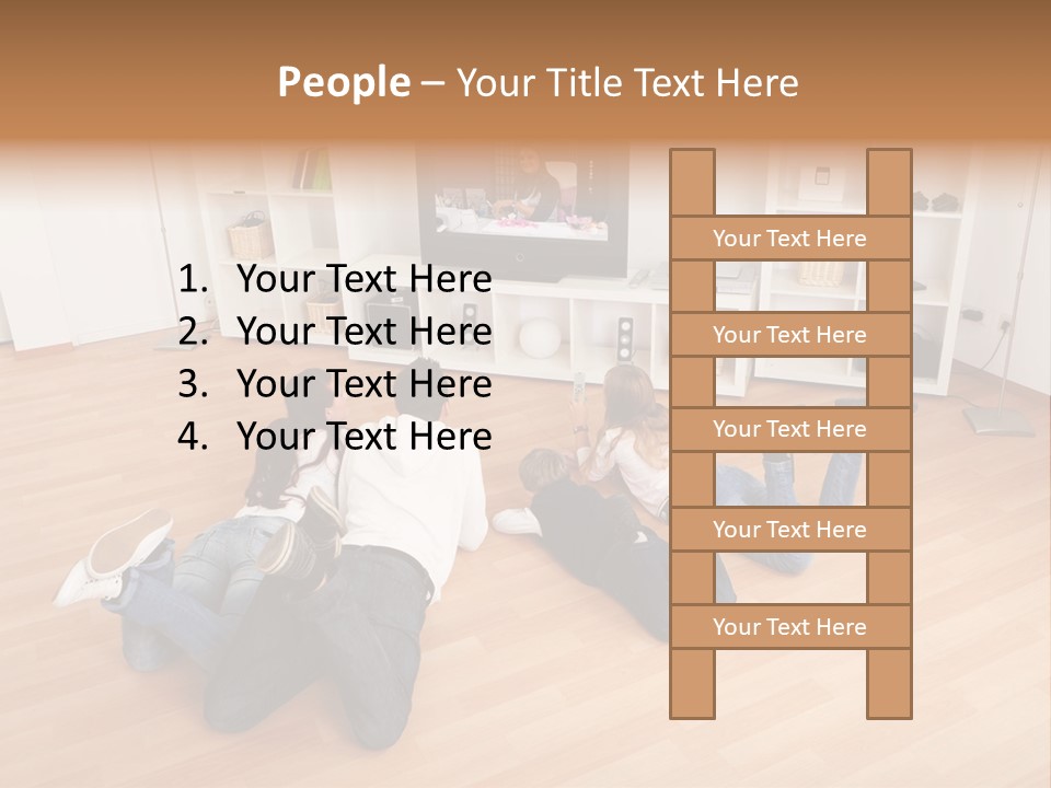A Group Of People Sitting On The Floor Watching Tv PowerPoint Template