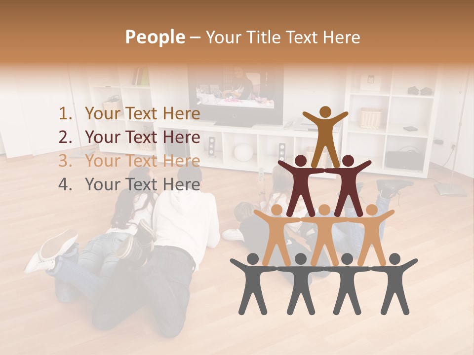 A Group Of People Sitting On The Floor Watching Tv PowerPoint Template
